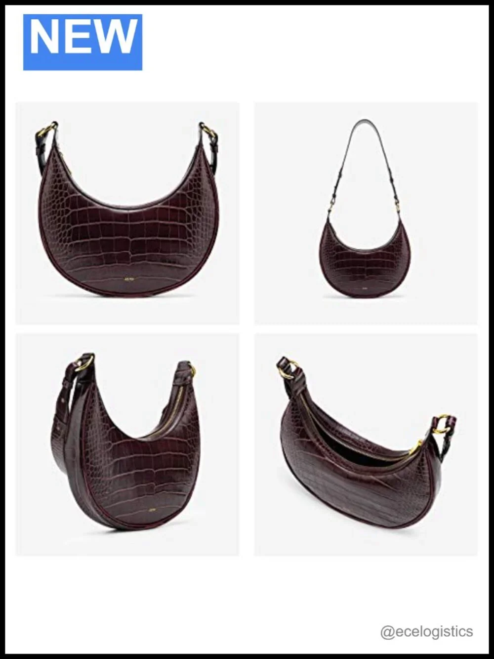 Vegan Leather Saddle Bag with Adjustable Detachable Strap Shoulder Bag
